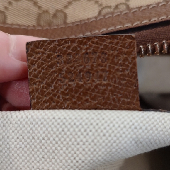 Gucci Bree Dome Tote Bag Brown Leather Cream Canvas Double Straps Zip Closure - Picture 5 of 16